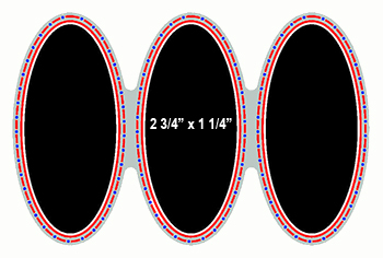 Stitched Triple Oblong Oval<br>Window Die