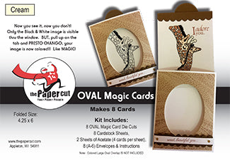 Cream Oval Window Magic Card Kit - 8 ct Blank