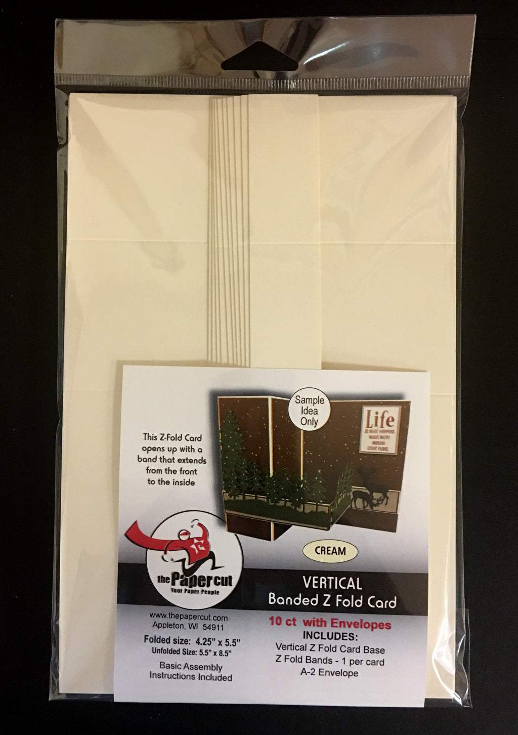 Vertical Banded Z Fold, 10 ct with Envelopes