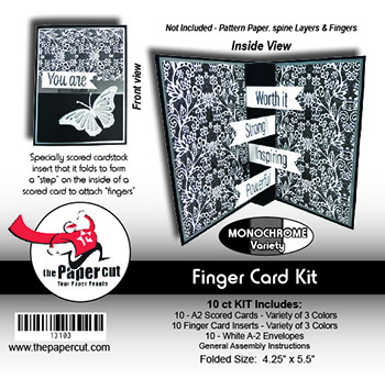 Monochrome Variety FINGER Card KIT<br>10 Ct with Envelopes