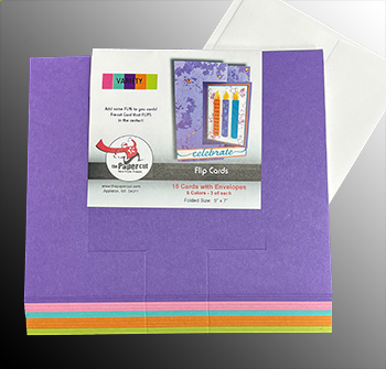 VARIETY Flip Card (A-7 size) <br>15 ct with Env (3 ea of 5 colors)