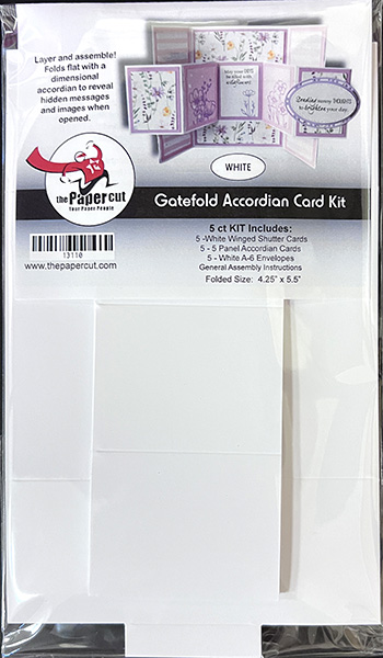 White Gatefold Accordian Card Kit<br>5 Cards with Envelopes