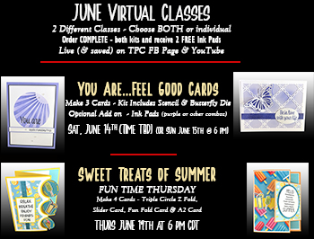 JUNE CLASSES<br>Virtual on TPC FB & YT<br>June 14th (or 15th - time tba) & June 19th @ 6pm