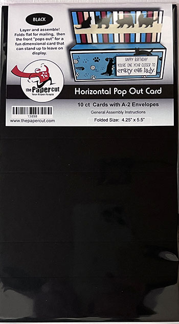Black Horizontal Pop-OUT Card<br>10 Cards with Envelopes